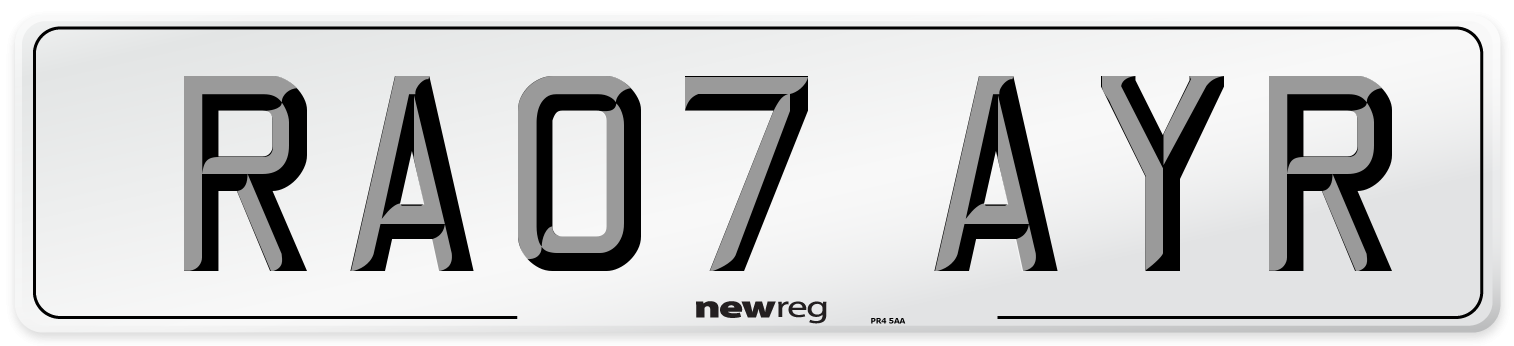 RA07 AYR Number Plate from New Reg